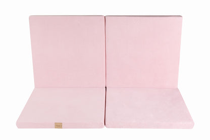 MeowBaby Square Play Mat Light Pink Velvet – rolled up mat for storage and transport | Nestling