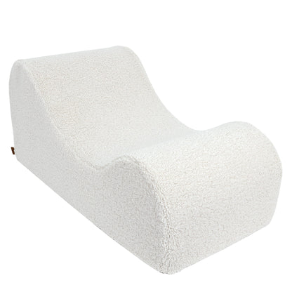 MeowBaby Wave Lounger Kids Lounge Chair Cream Bearly – S-shape ergonomic profile side view | Nestling