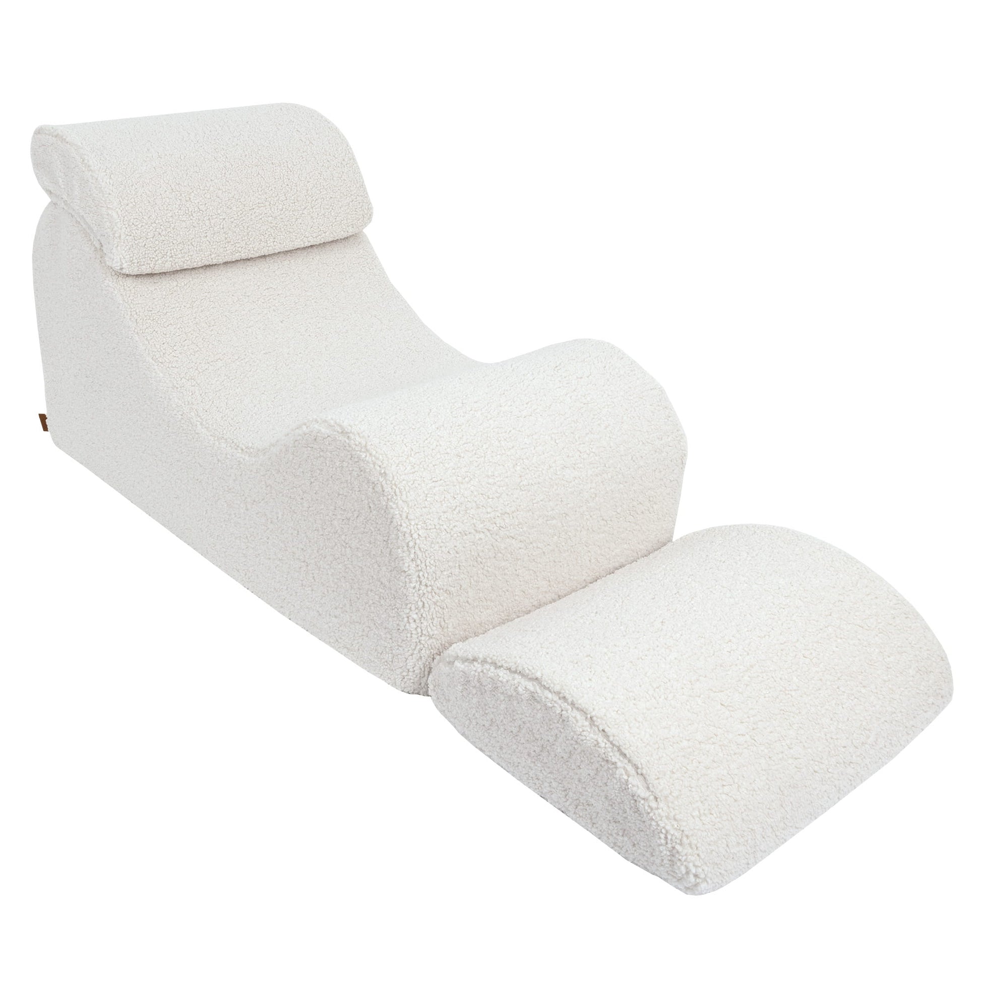MeowBaby Wave Lounger Kids Lounge Chair Cream Bearly – back view of cream lounger | Nestling