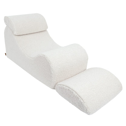 MeowBaby Wave Lounger Kids Lounge Chair Cream Bearly – back view of cream lounger | Nestling