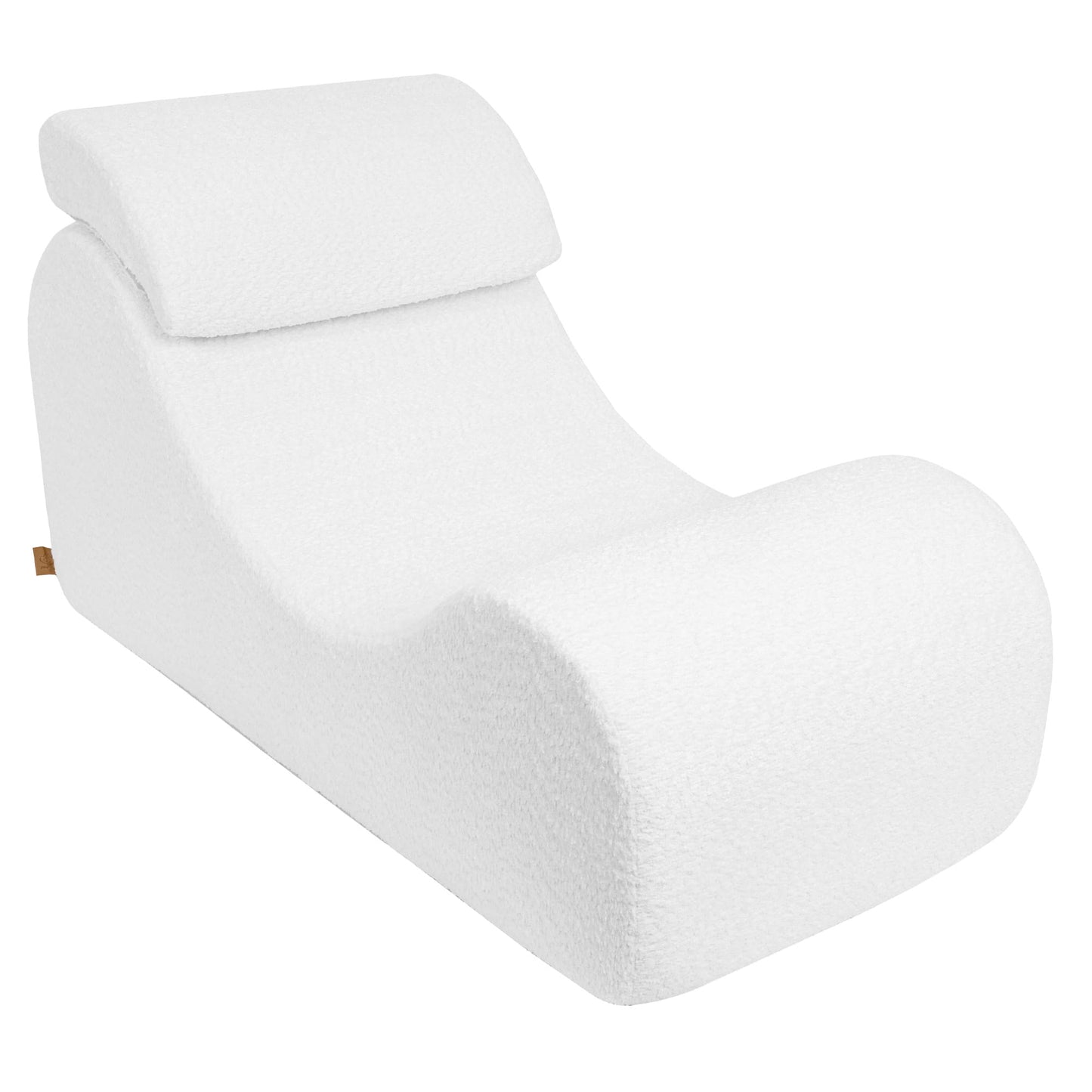 MeowBaby Wave Lounger Kids Lounge Chair White Boucle – ergonomic foam chair for children | Nestling