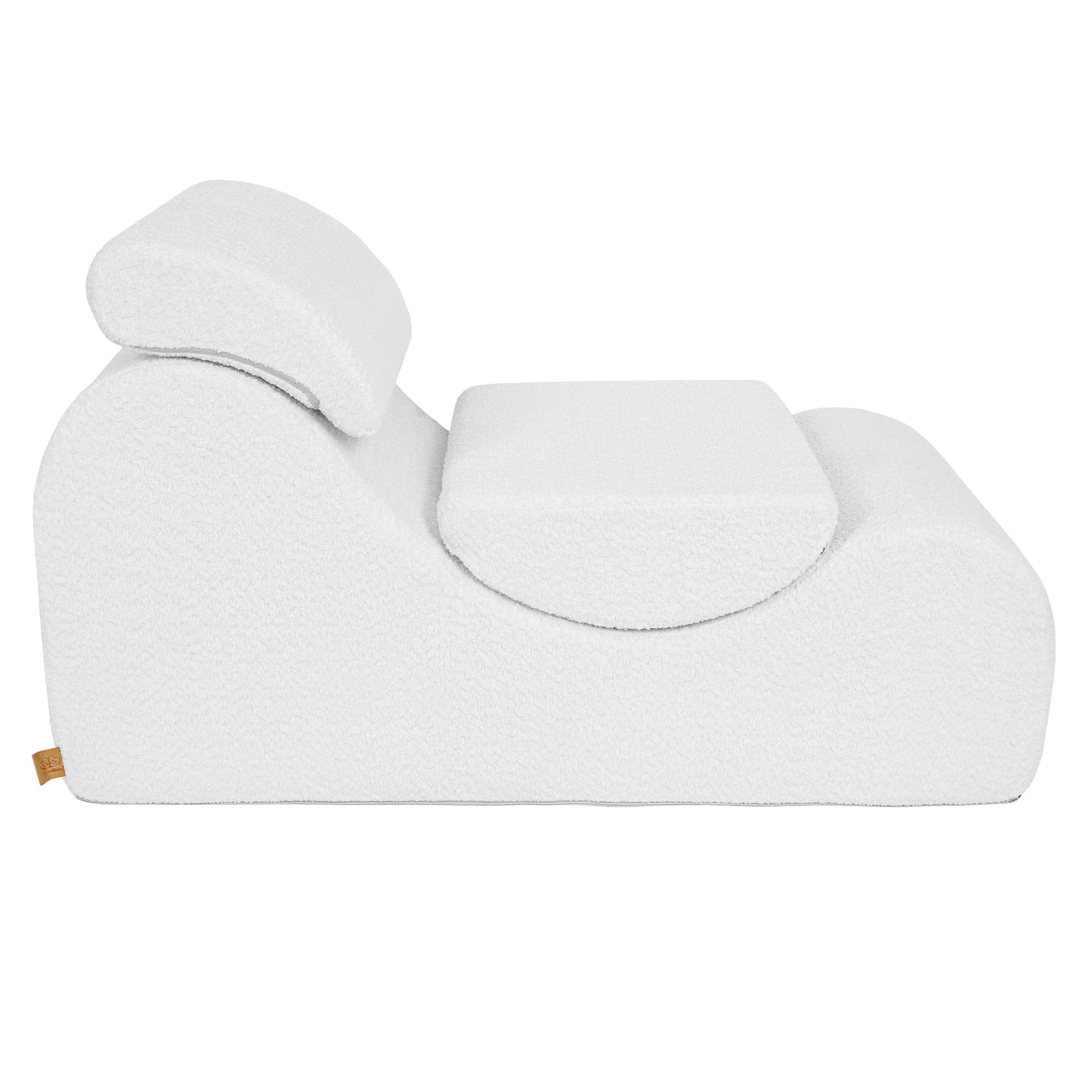 MeowBaby Wave Lounger Kids Lounge Chair White Boucle – plush white boucle upholstery close-up | Nestling