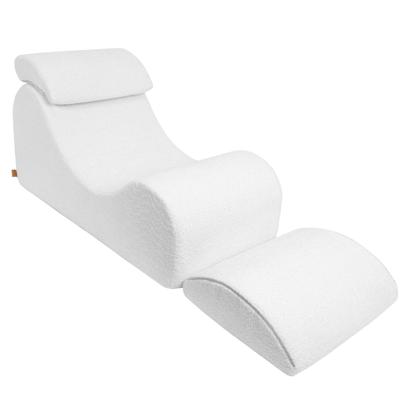 MeowBaby Wave Lounger Kids Lounge Chair White Boucle – back view of ergonomic lounge chair | Nestling
