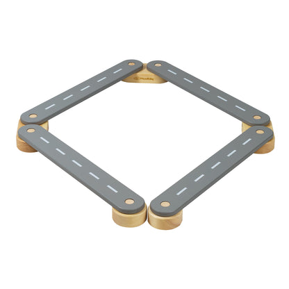 MeowBaby Wooden Balance Beam 4-Element Sensory Path – grey 4-piece beam set assembled | Nestling