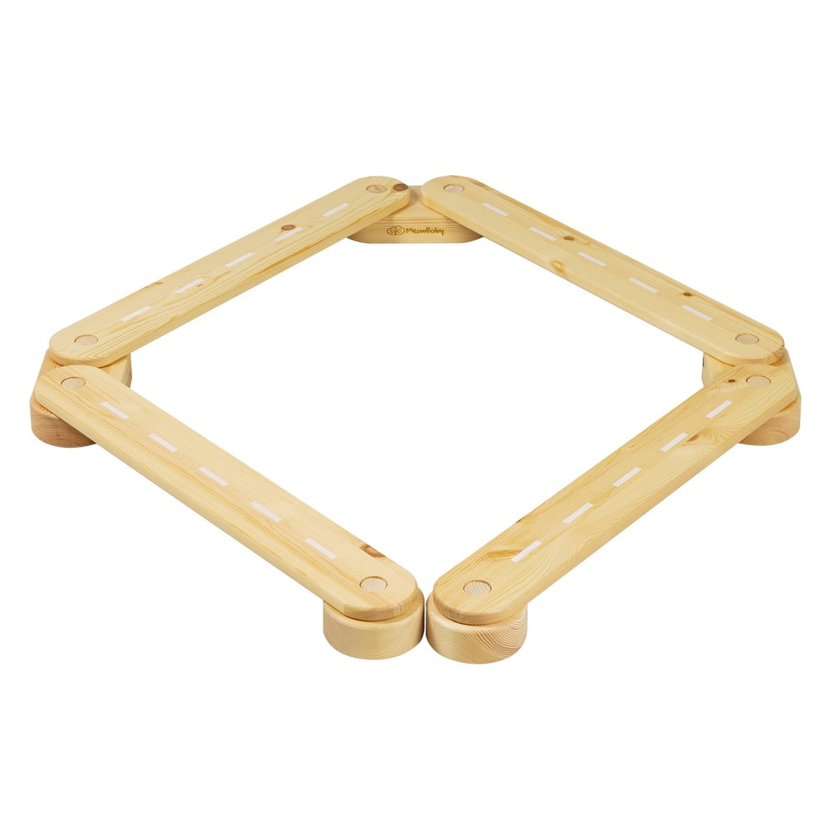 MeowBaby Wooden Balance Beam 4-Element Sensory Path – white beam path on play room floor | Nestling