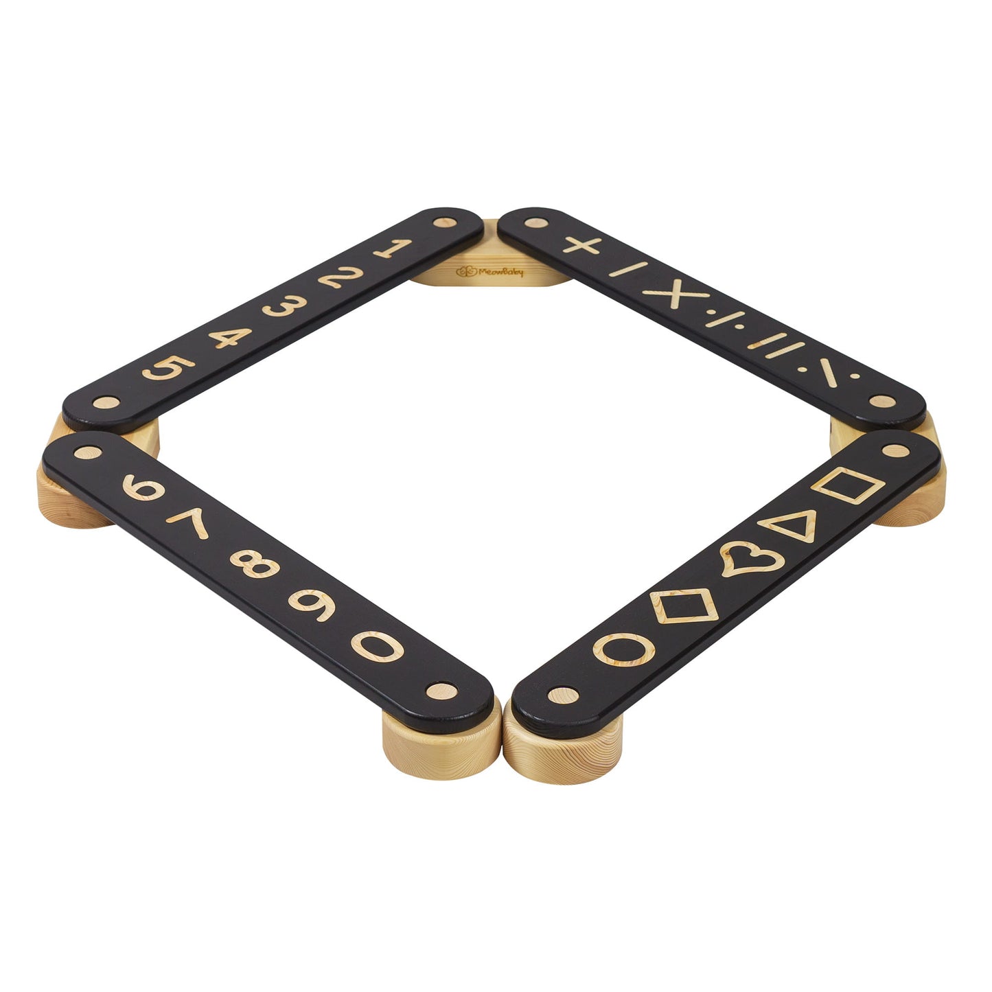 MeowBaby Wooden Balance Beam 4-Element Sensory Path – black balance beam path assembled | Nestling