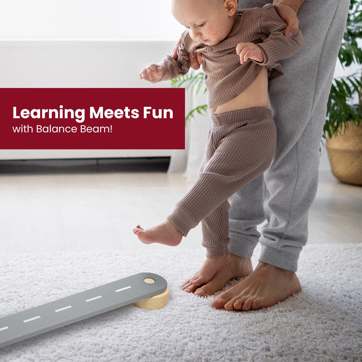 MeowBaby Wooden Balance Beam 4-Element Sensory Path – child walking sensory path in use | Nestling