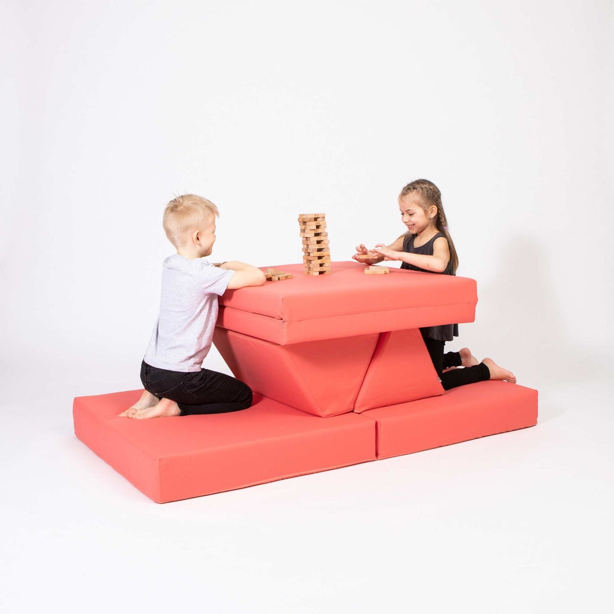 Monboxy Activity Play Mattress Set Coral Foam Sofa – children playing on coral modular sofa | Nestling