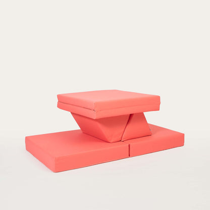 Monboxy Activity Play Mattress Set Coral Foam Sofa – coral foam sofa assembled front view | Nestling