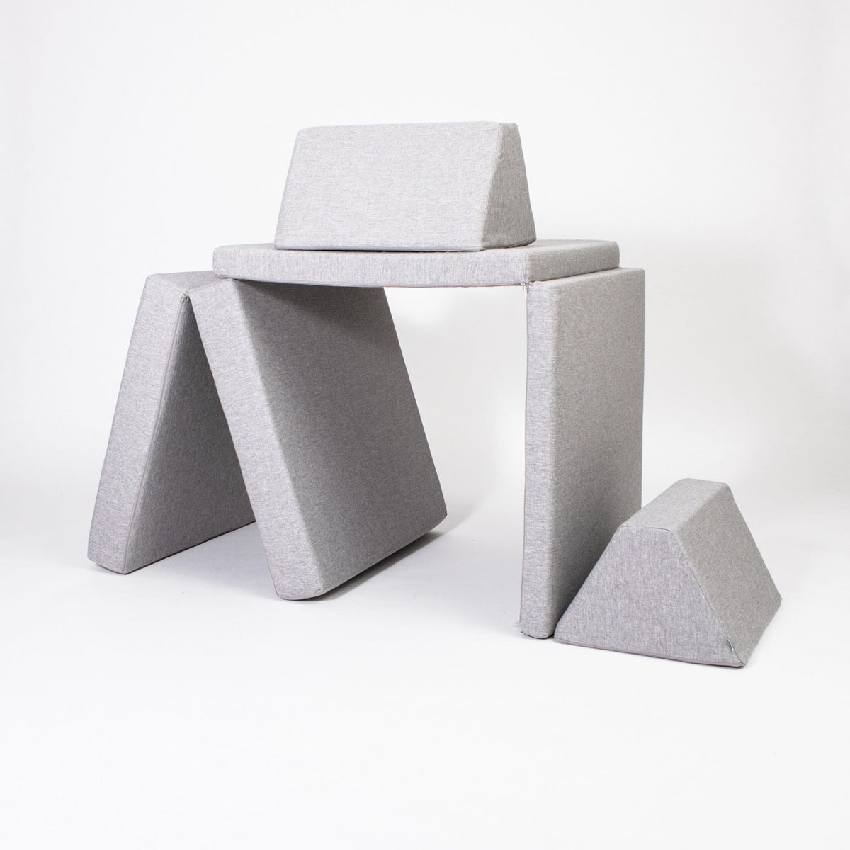 Monboxy Activity Play Mattress Set Grey Foam Sofa – sofa pieces in spaceship configuration | Nestling