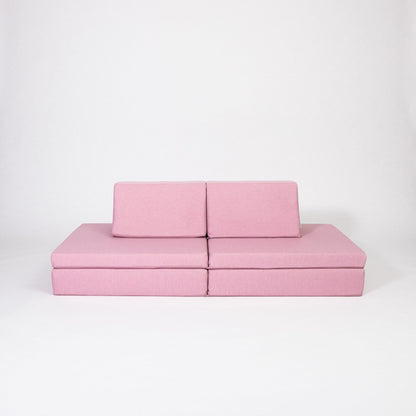 Monboxy Activity Play Mattress Set Pink Foam Sofa – all pieces flat packaged pink set | Nestling