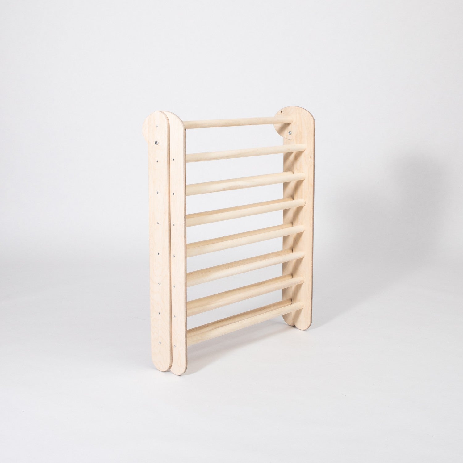 Folded climbing triangle ladder showing compact storage position