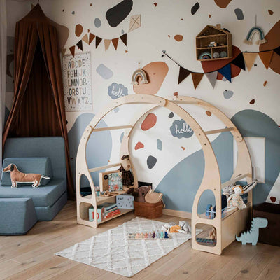 Montessori House Bed Play Stand – Toy Shelf pentru copii mici