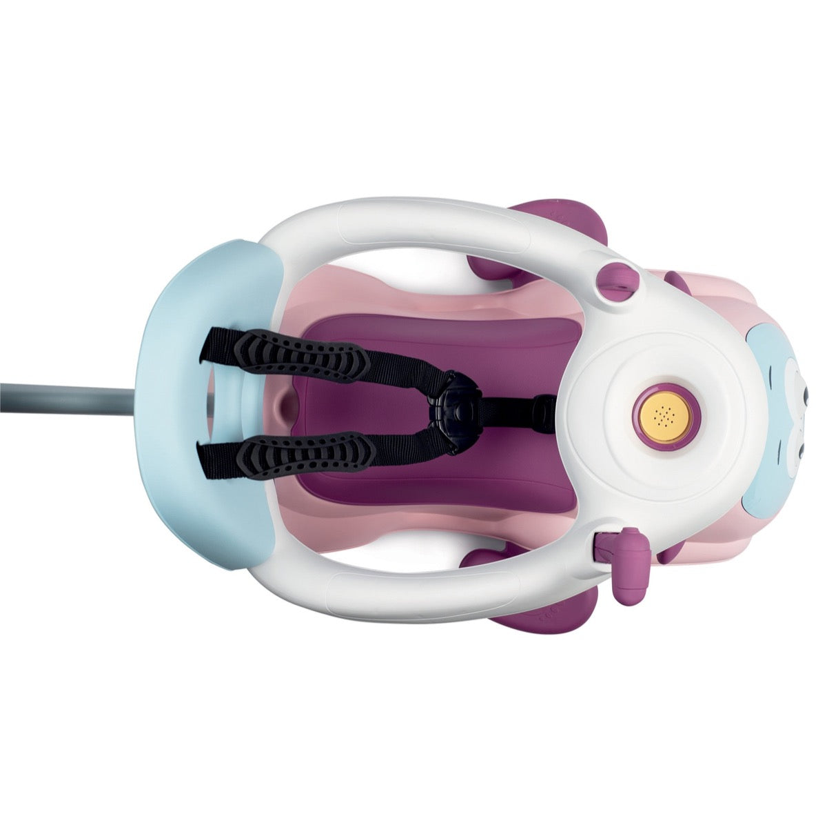 Overhead view of interactive steering wheel with electronic horn on Maestro 3in1
