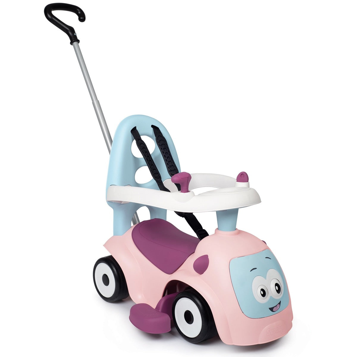 Maestro 3in1 pink ride-on car with removable canopy and parental push handle assembled