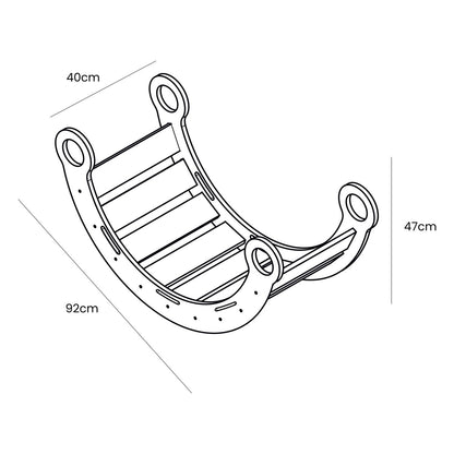 Snug Rocker for Kids Natural and Pink Pillow – dimensions diagram 92x47x40cm birch rocker board | Nestling