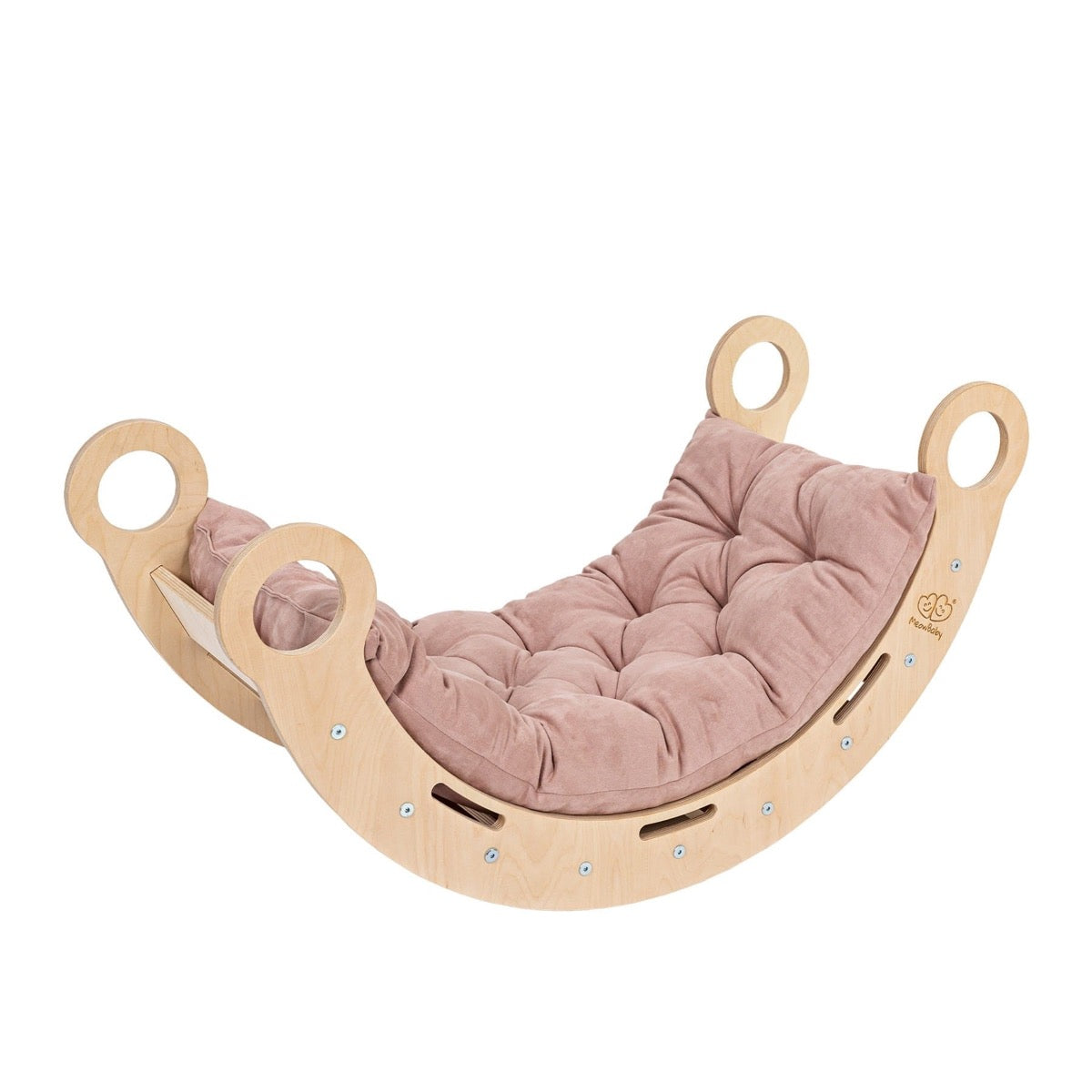 Snug Rocker for Kids Natural and Pink Pillow – rocker with soft pink foam pillow fitted in seat | Nestling