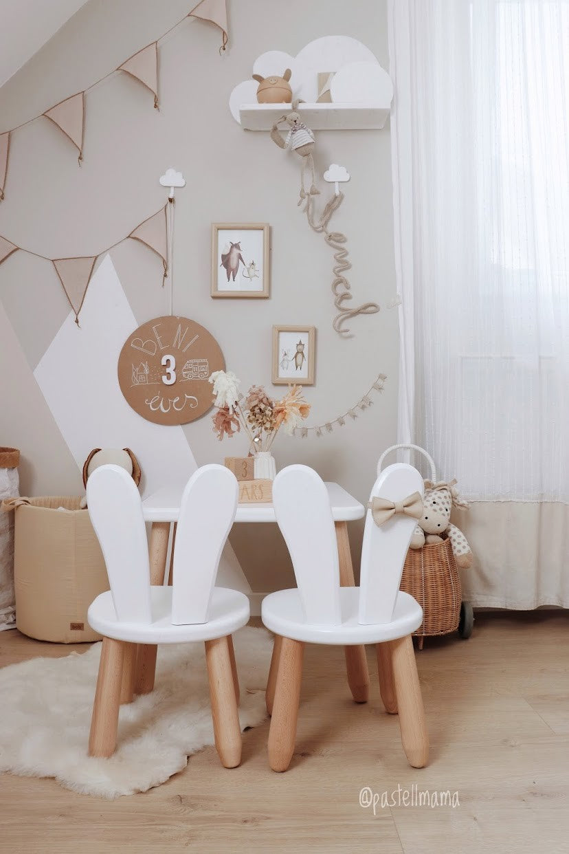 Kidozia Bunny kids furniture set showing rounded edges and child-safe paint finish