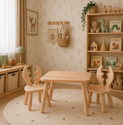 Kidozia Deer kids furniture set showing rounded edges and child-safe paint finish