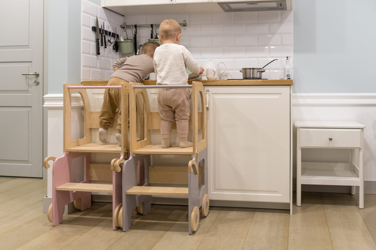 Family-scl Trolley Kitchen Helper - Gray / Natural