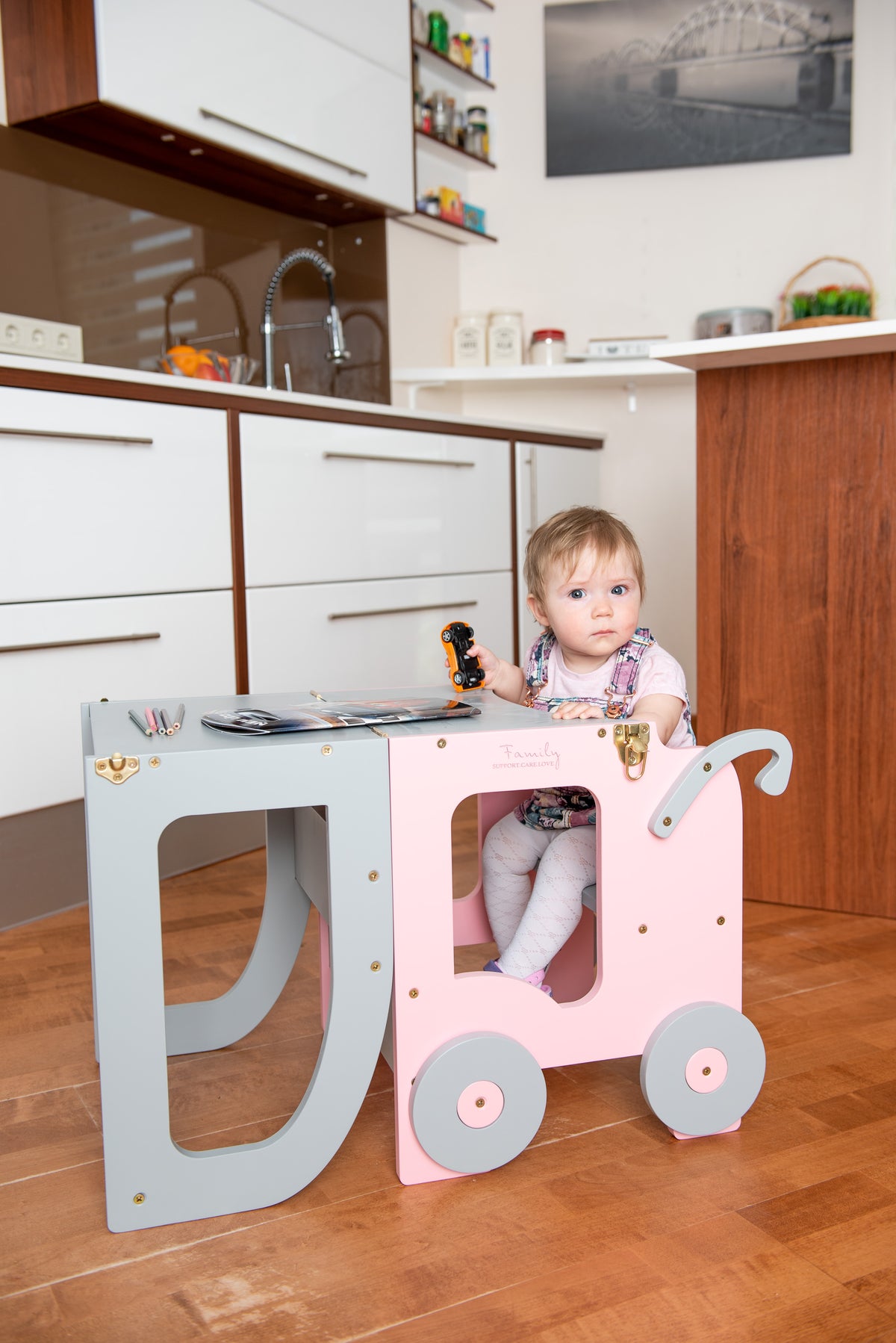 Family-scl Trolley Kitchen Helper - Pink / Gray