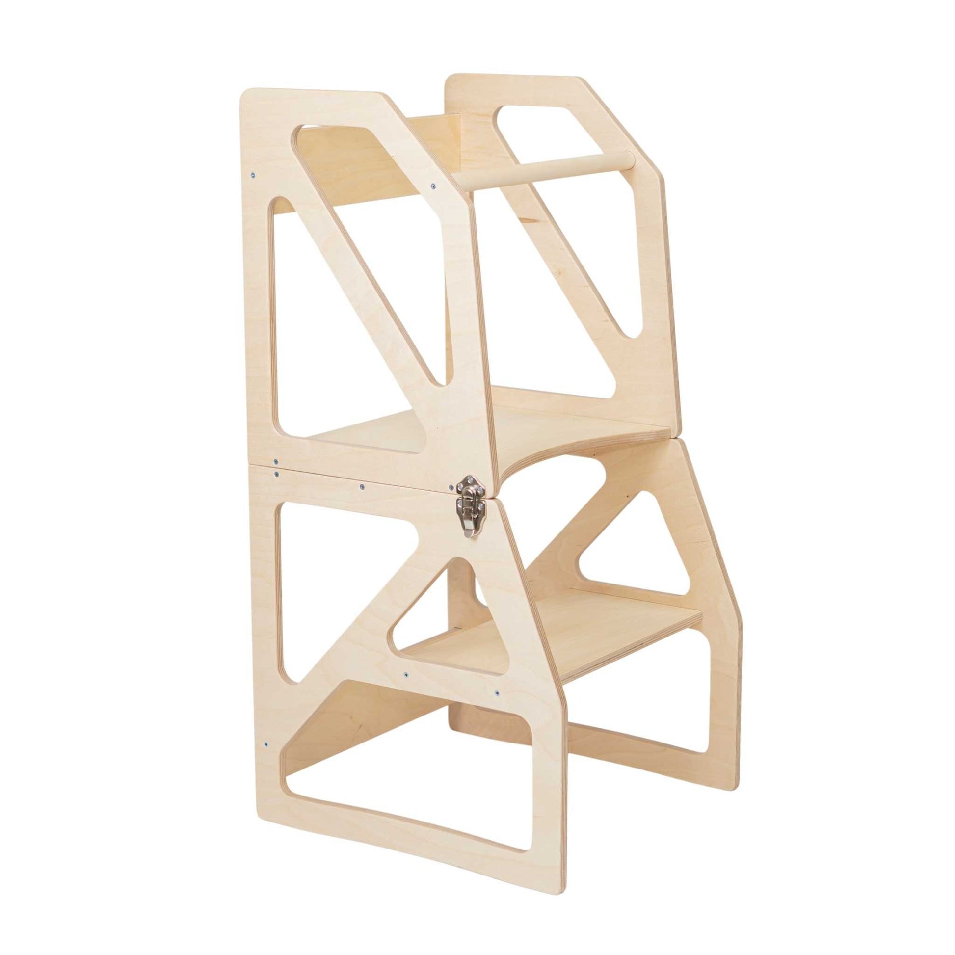 Natural birch Modustep transformable kitchen tower in folded position