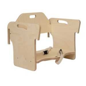 Folded birch plywood table and chair combo, flat pack configuration view