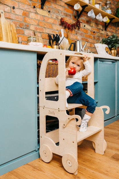Family-scl Trolley Kitchen Helper in painted color variant for toddler kitchen space