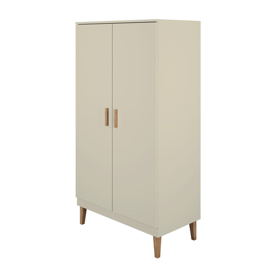 Kocot Kids Kubi cashmere wardrobe with two doors and solid oak legs, front view