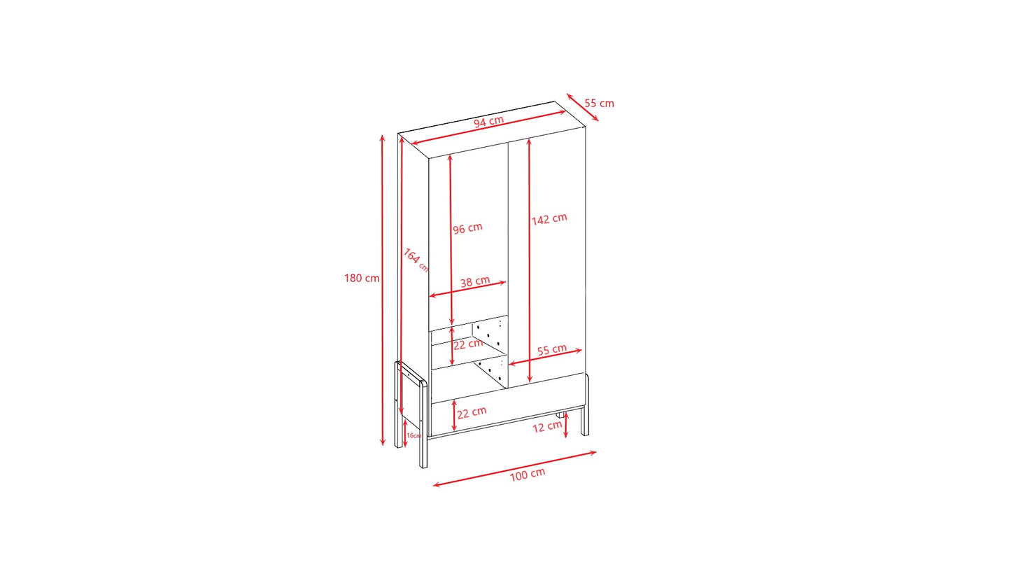 Technical dimension diagram of Victor children's wardrobe with measurements and interior layout details