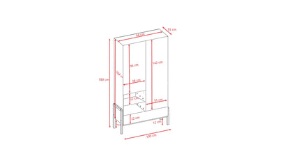 Technical dimension diagram of Victor children's wardrobe with measurements and interior layout details